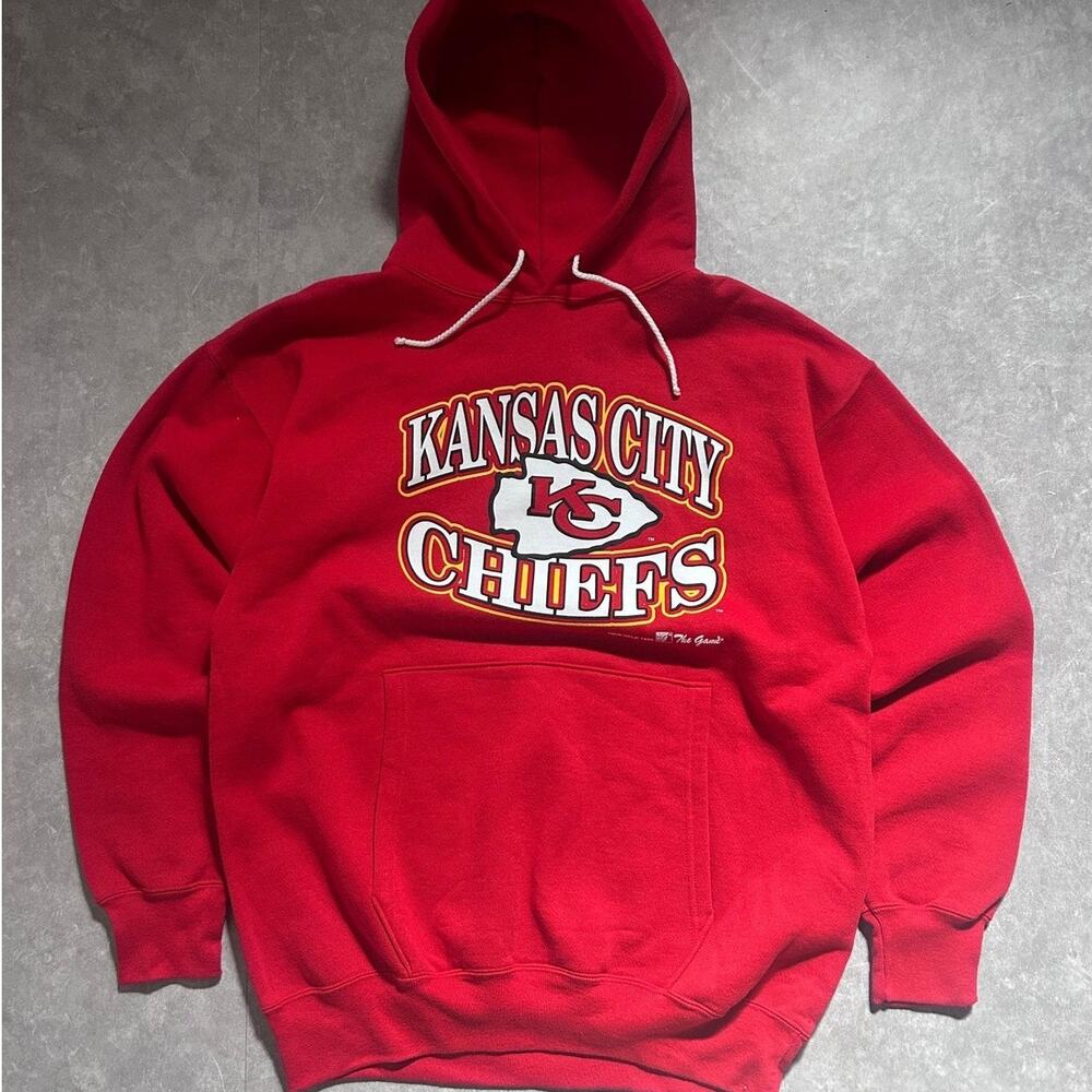 90s Vintage Kansas City Chiefs The Game Red Hoodie Size L
